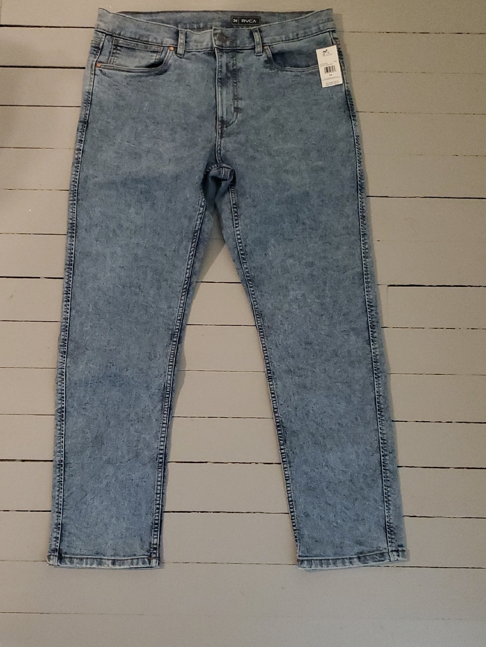 RVCA Men’s Light Wash Slim Straight Jeans